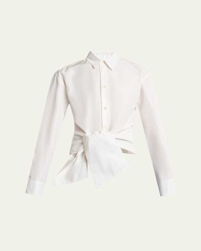 Bow Button Down Wrap Blouse
